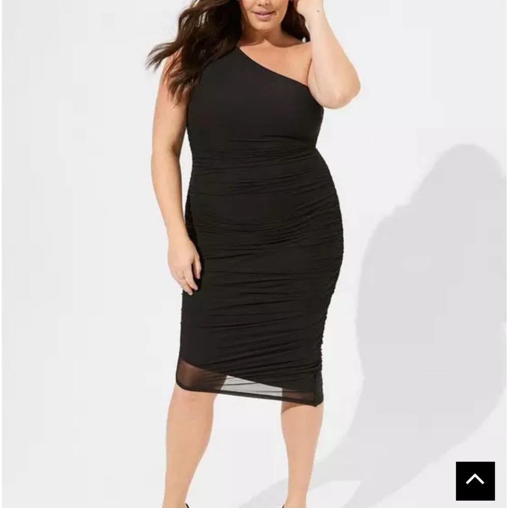 Torrid Midi Mesh Asymmetrical One Shoulder Dress Size 18 NWT